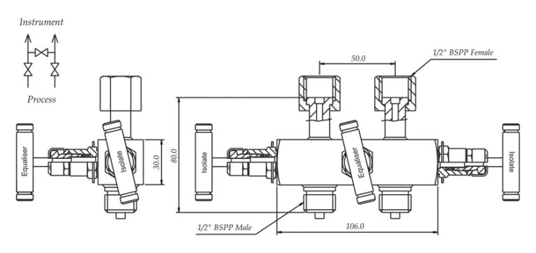 Remote Manifold Remotely Mounted 3 Valve Manifold – instrumentation Valves & Fittings